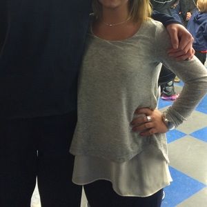 Gray and white underlay blouse